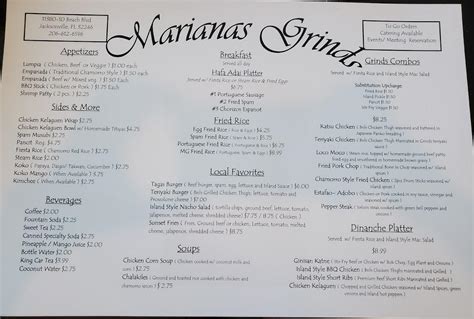 Marianas grinds menu  Elite 23