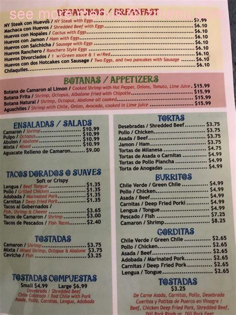 Mariscos la langosta dinuba menu  The Safari Restaurant carta