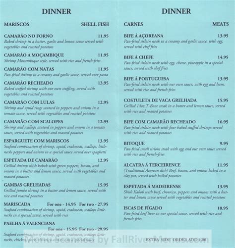 Marisqueira azores restaurant menu 