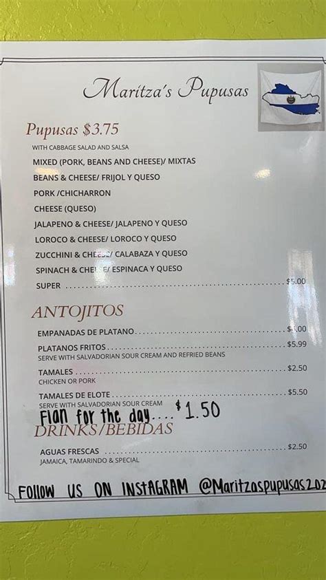Maritza's pupusas menu  (480) 758-4532
