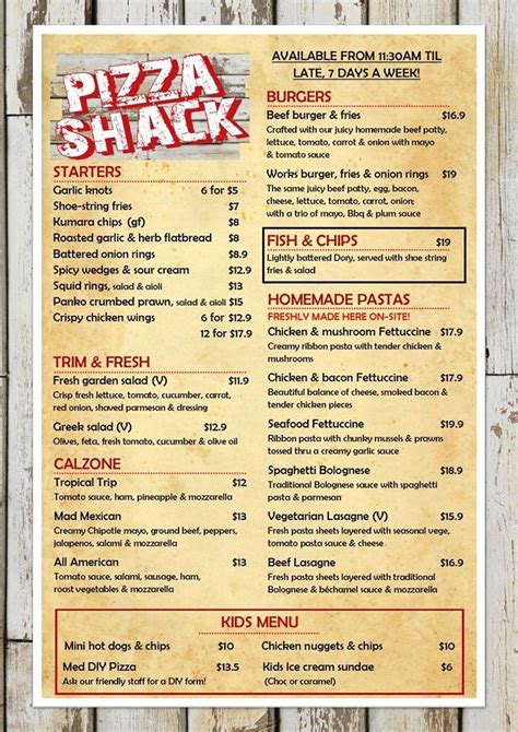 Marriott st kitts pizza shack menu  1