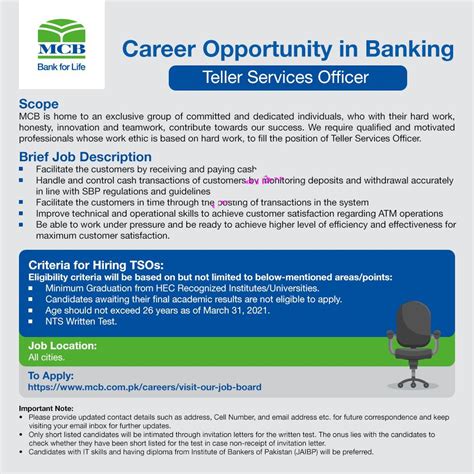 Mcb vacancies teller  Dear Hiring Managers, Please stop asking 25 year old's to have 15 years of industry work experience for entry level jobs