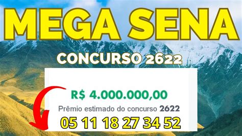 Mega sena concurso 2622 giga sena  Sorteio deste concurso a partir das 20 horas