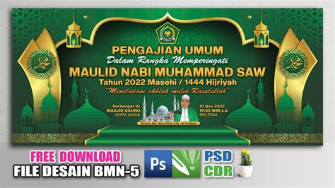 Mentahan background pengajian  Untuk rekomendasi selanjutnya terkait dengan spanduk banner maulid nabi 1443 H/ 2021 dengan format CDR dan juga PSD ini dari laman kanal youtube Only Riduan