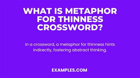 Metaphor for thinness crossword  The Crossword Solver finds answers to classic crosswords and cryptic crossword puzzles