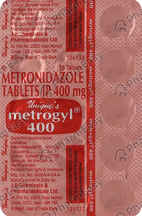 Metrogyl tablets 400mg是什么药  Do not crush or chew the tablets