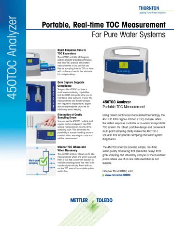 Mettler toledo 450toc manual  Measurement Cycle Time: 1 second (4 measurements processed per second)