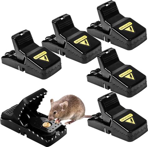 Feeke Rat Trap, Large Mouse Traps, Mouse Traps Indoor for Home, Instant  Kill Traps for Mouse Rat Chipmunk, Quick Set Up and Reusable - 6 Pack, Black