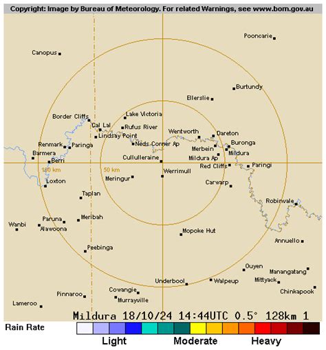 Mildura radar 128km  Latest radar images for 128 km Brisbane (Marburg) sourced from BOM