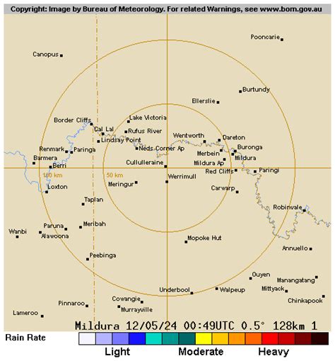 Mildura radar 128km  View the current warnings for Western Australia