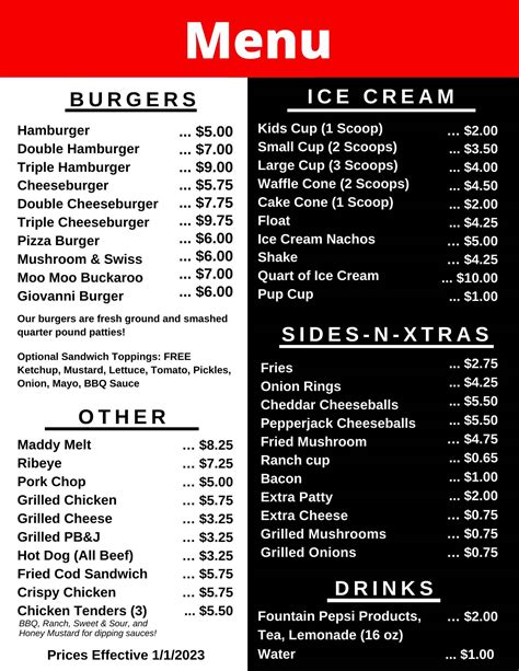 Millie's chill and grill menu 50 Horseshoe $6