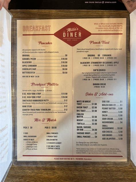 Millie’s diner menu 1 based on 144 votes Order with