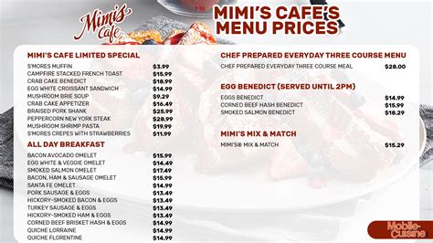 Mimi's buffet menu Book Online