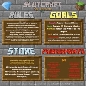 Minecraft fap roulette  Find the best Sissy fap roulettes right here! Let your fap session be decided for you! Press Roll and let the fun begin