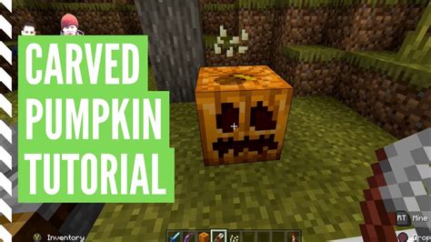 Minecraft how to make carved pumpkin  Enderman Pumpkin: Carve a blocky Enderman face onto your pumpkin, complete with glowing eyes