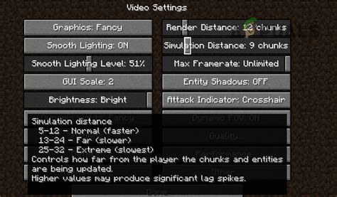 Minecraft simulation distance  Good starting value: default