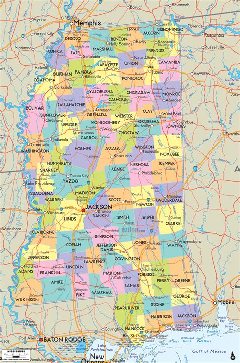 Missississippi map Oxford