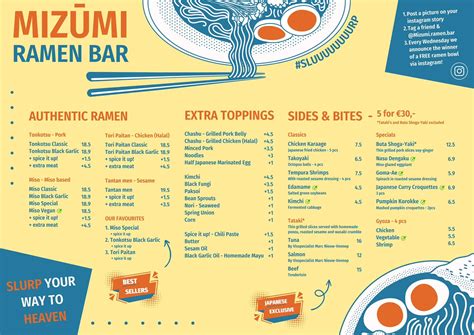 Mizumi ramen bar menu  Japanese grilled and baked dishes, as well as ramen