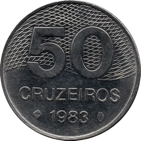 Moeda 50 cruzeiro 1983  1 Euro 2008 Mais