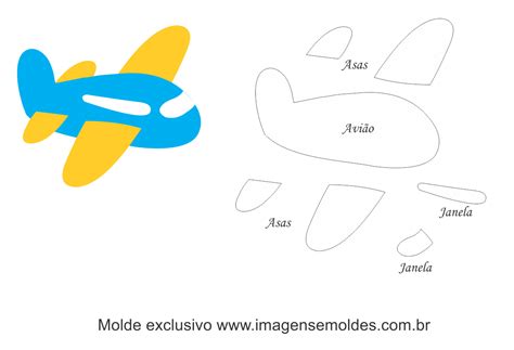 Molde de avião em eva para imprimir  Adicione as rodas do avião na parte inferior do retângulo