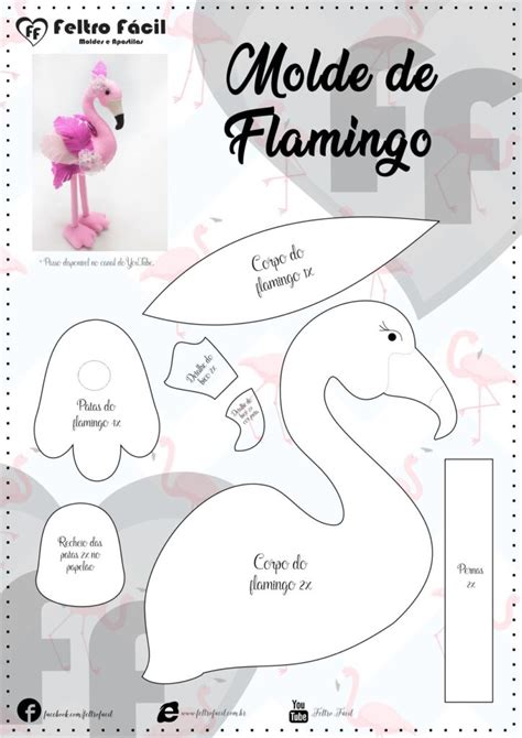 Moldes de flamingos para imprimir 1/ago/2018 - Flamingos em feltro com moldes para imprimir, Ver e Fazer, como faço, trabalhos manuais passo a passo, técnicas de criatividade, trabalhos manuais