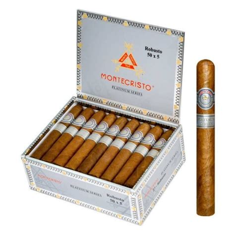 Montecristo platinum cigars  This popular size also looks elegant with fancy band and a flashy cedar lined aluminum tube