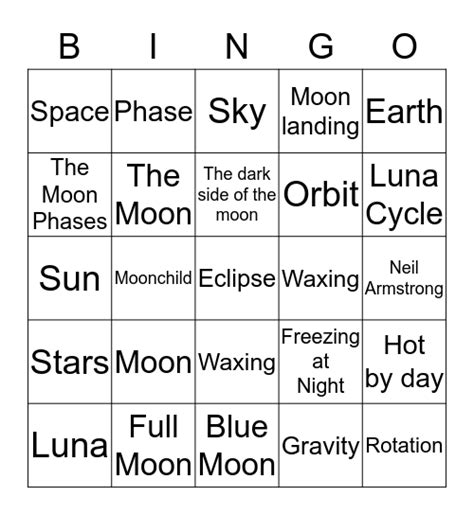 Moon bingo  52 Ball Bingo
