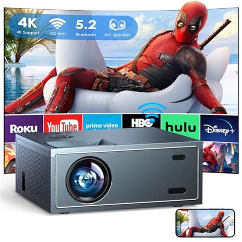 NexiGo PJ40 Projector with WiFi and Bluetooth, Native 1080P, 4K Supported,  Projector for Outdoor Movies, 300 Inch, Zoomable, 20W Speakers, Home