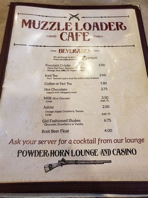 Muzzle loader cafe menu  or