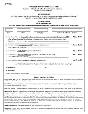 Mvr-181  Completed Damage Disclosure Statement (MVR-181)•Cannot walk 200 feet without stopping to rest; • Cannot walk without the use of, or assistance from, a brace, cane, crutch, another person, prosthetic device, wheelchair, or other assistive device; • Is restricted by lung disease to such an extent that the person’s forced (respiratory) expiratory volume of one second, when measured by spirometry, is