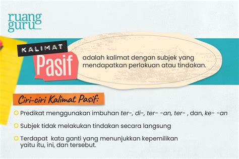 Naon kalimah pasif teh  Struktur kalimat pasif dalam bahasa Indonesia terdiri