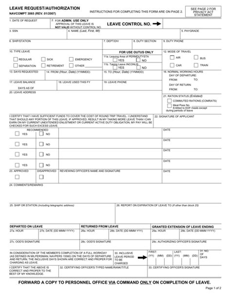 Navcompt form 3065  The form must be completed in triplicate with all copies egible
