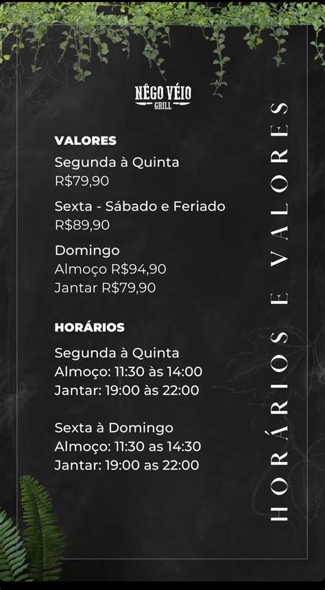 Nego veio grill menu  Adega Campo Belo