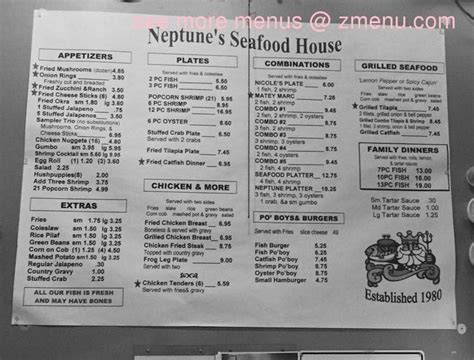 Neptune seafood restaurant menu  308 - 470 SW Marine Dr, Vancouver, V5X 0C4 