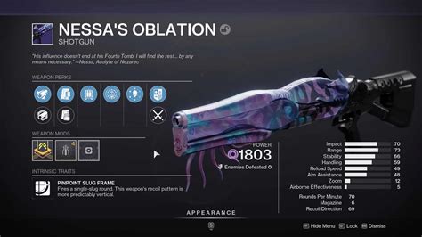 Nessas oblation god roll  Destiny 2: God Roll Weapons;Nessa’s oblation