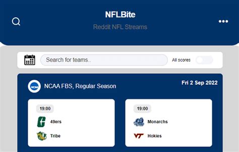 Nflbite streams Variety: Reddit NFLBITE streams boast an expansive range of games