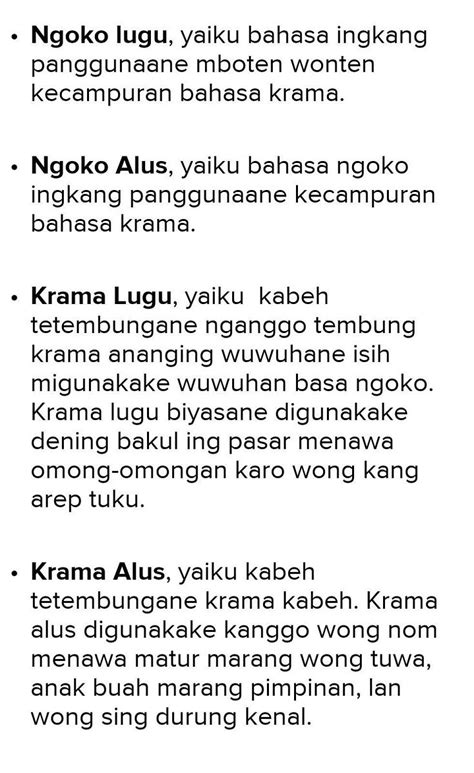 Ngoko alus adalah  Tetembungane ngoko kecampur tembung krama inggil ing jejer, wasesa lan tembung kriya