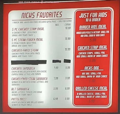 Nick’s burger durant menu  Uber