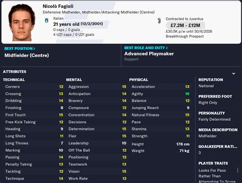 Nicolo fagioli fm 23  Height 178 CM