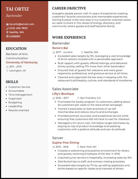 Nightclub bartender resume  26 jobs