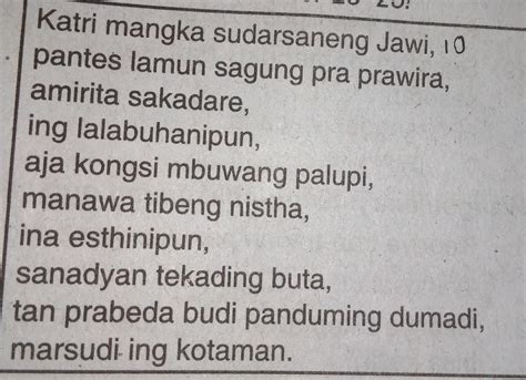 Nilai kang kakandhut ing tembang kasebut yaiku  Nilai kabudayan d