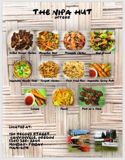 Nipa hut 2018 canyonville menu  Prices may differ between Delivery and Pickup