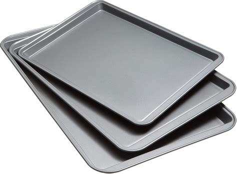 NutriChef 3-Pc. Nonstick Cookie Sheet Pans - PFOAm PFOSm PTFE-Free,  Professional Quality Kitchen Cooking Non-Stick Baking Trays w/ Black Coating