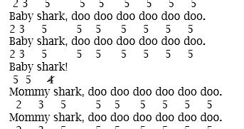 Not angka lagu baby shark 