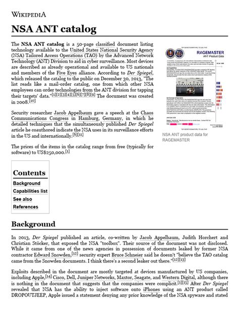 Nsa ant catalog pdf The NSA catalog also listed hardware exploits that basically demonstrate what the U