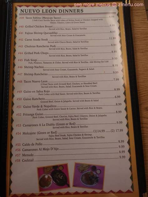 Nuevo leon restaurant hobart menu  Directions Advertisement