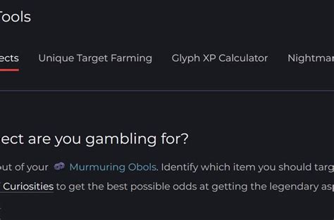 Obol gambling tool Its an offensive aspect and the best item you can gamble it on is gloves as even though they also count as an utility item adding 6 more affixes because they are so cheap at 25 obols