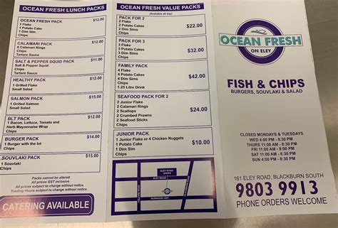 Ocean fresh on eley menu 