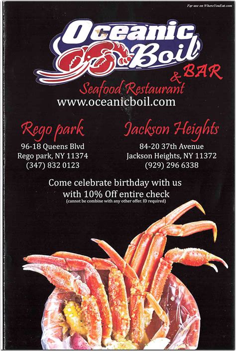 Oceanic boil - jackson heights menu Night club | Restaurant