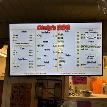 Oinky's barbecue menu  Not Wheelchair Accessible